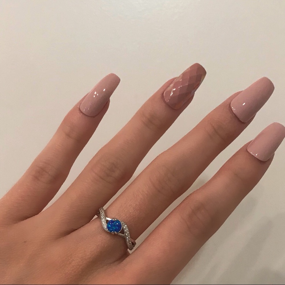 .925 Sterling Silver Blue Opal Infinity CZ Ring
